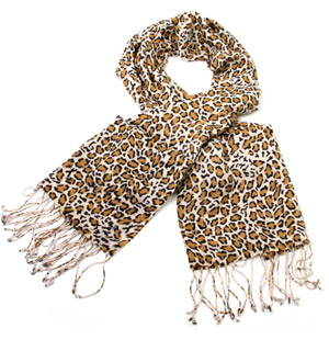 Gorgeous pashmina with all over leopard print and tassels. Wear the Epash scarf to add an extra touc