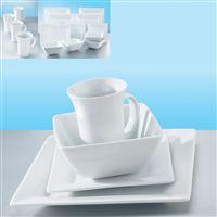 Dine in style with this super white porcelain, luxury dinnerware. 12-piece set comprises 4 each:
