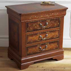 This magnificent neoclassical style bedside table is handcrafted in Chinese ash and handpainted