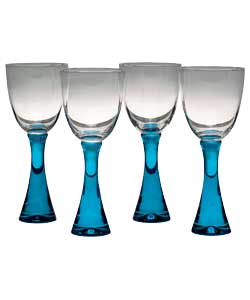 Unbranded Everyday 4 Piece Stem Wine Glasses - Blue