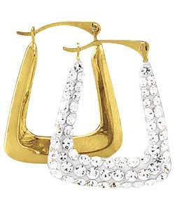 Evoke 9ct Yellow Gold White Crystal Handbag Creole Earrings.