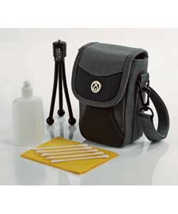 2 tone universal camera case with inner pocket for memory card storage.Front pocket for other