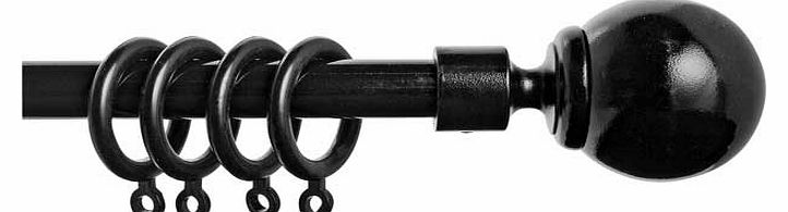 A contemporary curtain pole to complete the look of your room. this stylish extendable black metal ball curtain pole set is simple and elegant. With a high shine finish and sleek exterior. this great-looking pole comes complete with curtain rings. mo