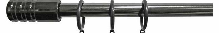 Unbranded Extendable Metal Grooved Curtain Pole Set - Black