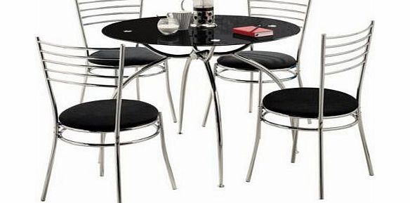 Unbranded Eydon Black Glass Dining Table and 4 Chairs