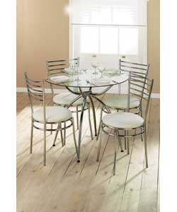 Eydon Glass Table and 4 Chairs