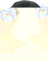 Dramatic snug fitting eye mask covered in multi hued glitter