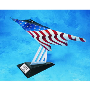 A detailed  collector quality diecast replica of the F-117 Stealth Patriotic Fighter. Each Armour Co