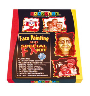 A really comprehensive kit containing 2ml pots in white, black, red, green, yellow, blue, light brow