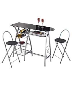 Unbranded Fai Glass and Metal Dining Table and 2 Chairs