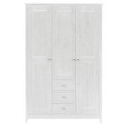 This shaker style Fairhaven 3 door 3 drawer wardrobe is made from solid pine* in a white washed and 