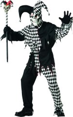 Unbranded Fancy Dress - Adult Black And White Evil Jester Halloween Costume