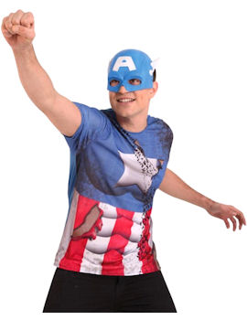 Unbranded Fancy Dress - Adult Captain America T-Shirt and