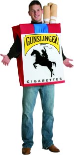 Novelty cigarette pack costume.