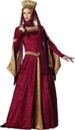 Includes full length dress with drop sleeves, petticoat and hat with veil.