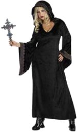 Includes long robe in luxurious panne and gold trim.