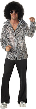 Unbranded Fancy Dress - Adult Groovy Disco 70s Shirt With Wig