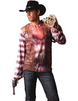 Unbranded Fancy Dress - Adult Illusion Cowboy T-Shirt