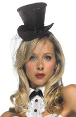 Unbranded Fancy Dress - Adult Mini Glitter Top Hat with Veil