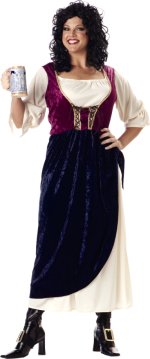 Unbranded Fancy Dress - Adult Tavern Wench Costume Navy and Burgundy (FC)