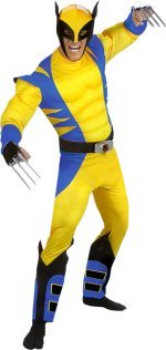 Costume includes jumpsuit with muscles in the torso and arms. Also includes a pair of claws and char