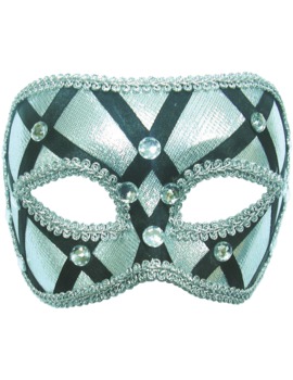 Unbranded Fancy Dress - Black and Silver Masquerade Mask