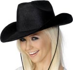 Unbranded Fancy Dress - BLACK Velour Western Hat