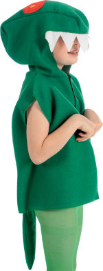 The Child Crocodile Tabard Costume includes a green fleece jacket with attached hood and tail.