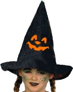 Unbranded Fancy Dress - Child Velour Witch Hat With Face BLACK
