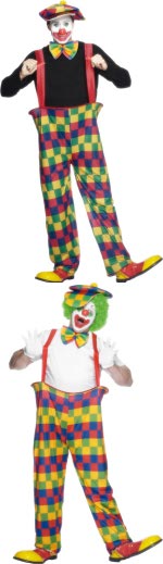 Fancy Dress - Hooped Clown Costume Extra Large