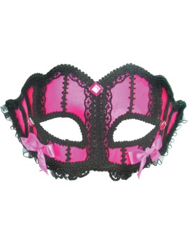 Unbranded Fancy Dress - Hot Pink and Black Lace Mask