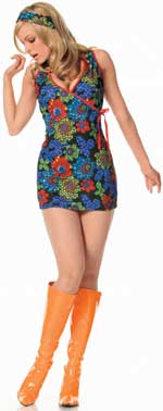 A pretty patterned dress, perfect for a 60s or 70s themed party.