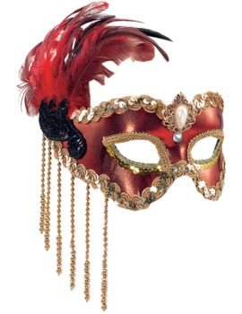 Unbranded Fancy Dress - Red and Gold Satin Mask