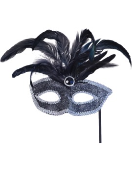 Unbranded Fancy Dress - Silver Masquerade Mask on Stick