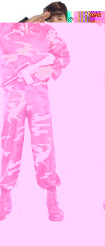 Camouflage print costume. Includes hat, jacket, and trousers.