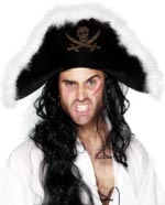 Unbranded Fancy Dress - Velour Captain Hat and Marabou Trim