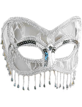 Unbranded Fancy Dress - White and Silver Masquerade Mask