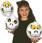 Pack of three 9` high individual designed inflatable skulls.