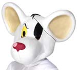 Deluxe overhead Danger Mouse mask featuring the trademark black eyepatch.