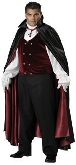 Includes vest with attached shirt sleeves and scarf collar, cape, gloves and ribboned medallion. Tro