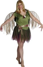 Forest green costume that includes top, skirt, underskirt, belt and wings.