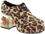 One pair of leopard fur shoes featuring floating fish in the 3.5 inch heels.