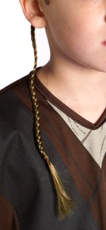 Product is a plaited braid of some 6` long which attaches to hair with small 