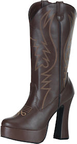 5 inch chunky heel brown pull-on cowboy boots.