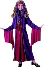Costume includes long dress with velvet front and sleeves plus headpiece.