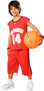Official licensed High School Musical costume includes shorts, jersey and inflatable basketball.