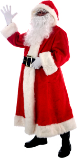 Santa suit combination consisting of hooded jacket, trousers, belt 