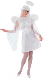 This simple but effective costume consists of white dress with velvet feel and sheer sleves plus lea