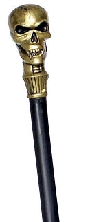 Black Mr Hyde Cane with golden coloured skull top.