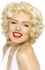 Official Marilyn Monroe wig with short blonde curls.